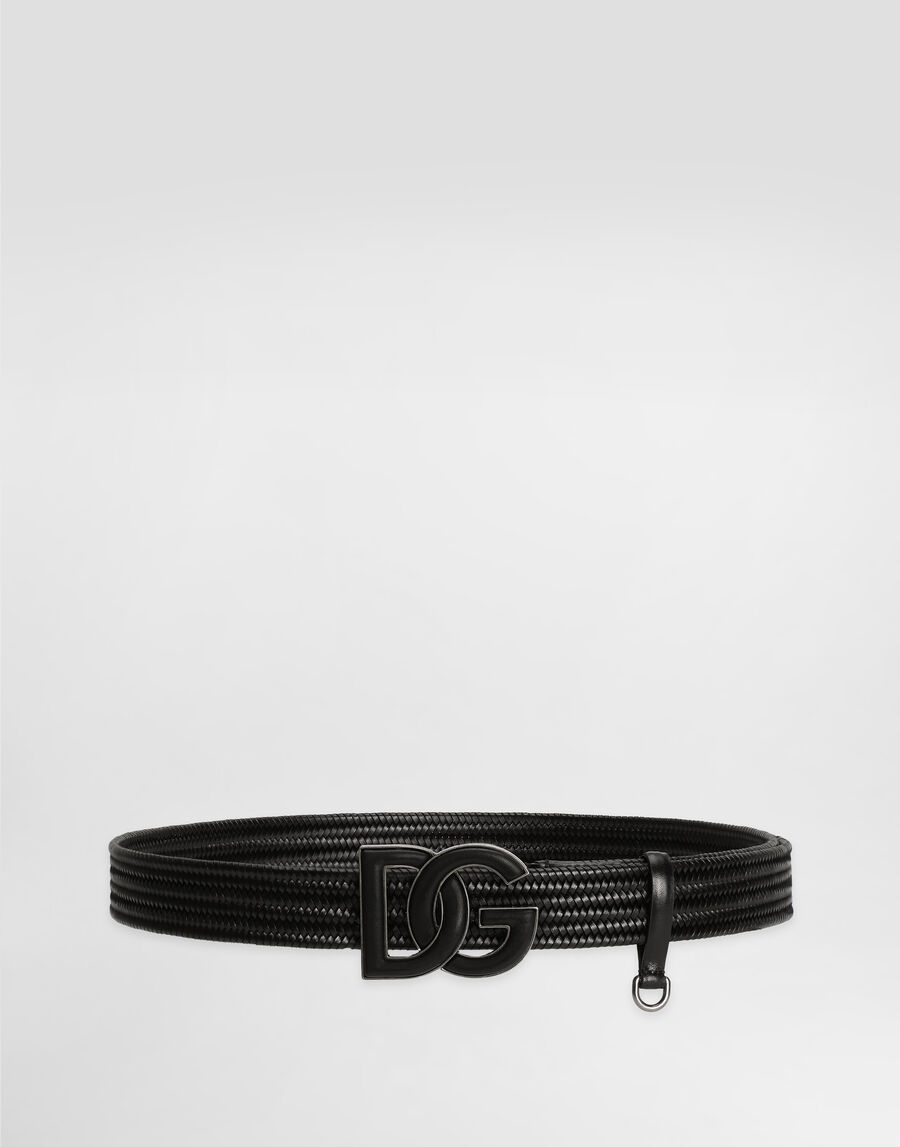Woven calfskin belt