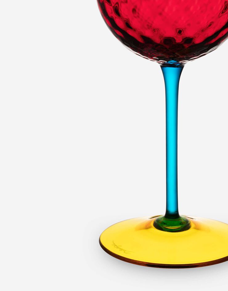 Dolce & Gabbana Hand-Blown Murano Red Wine Glass Multicolor TCB002TCA34