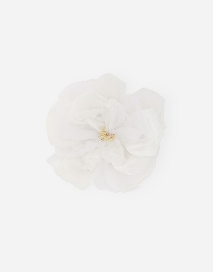 Dolce & Gabbana Broche avec fleur en soie Blanc GY008AGH873