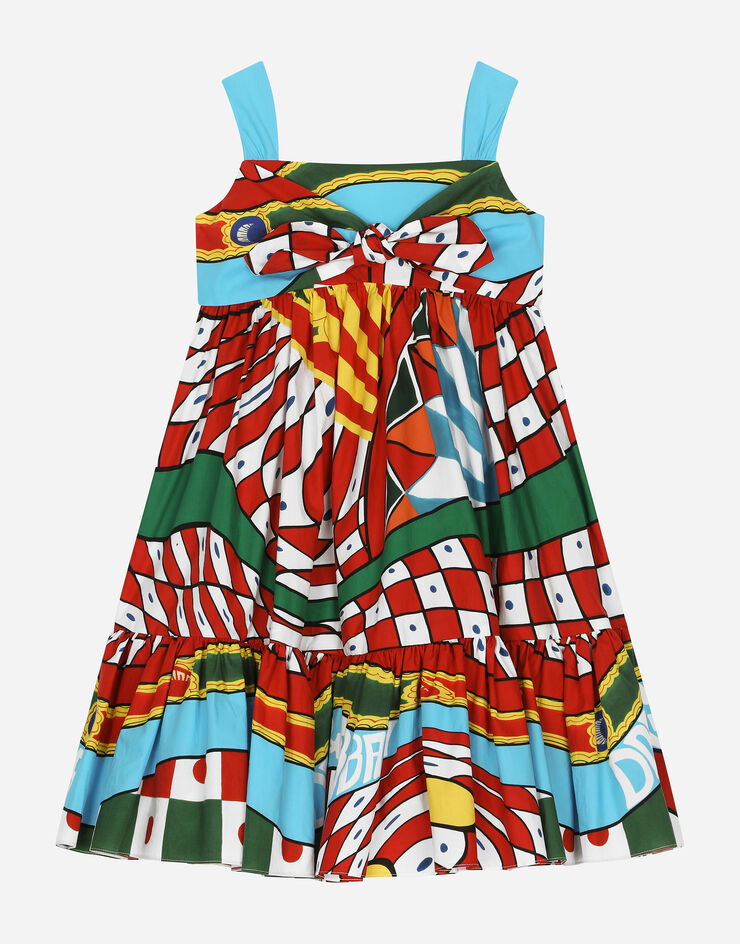 DolceGabbanaSpa Sleeveless dress in Carretto-print poplin Azure L53DN1G7J8X
