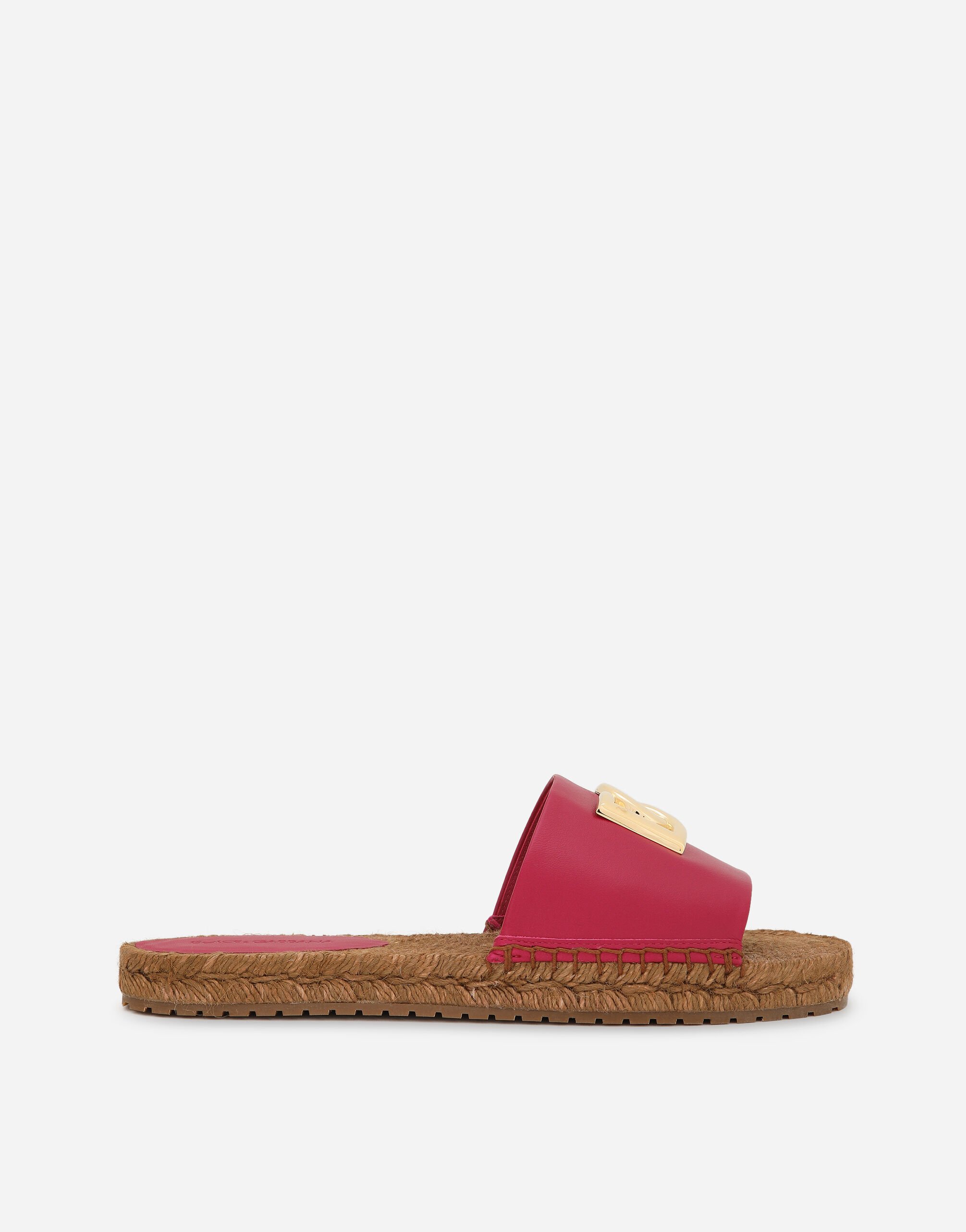 Dolce & Gabbana Nappa leather espadrille sliders with DG logo Pink CR1139AS204