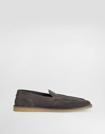 Dolce & Gabbana Mokassin aus Veloursleder Grau A50593AS707