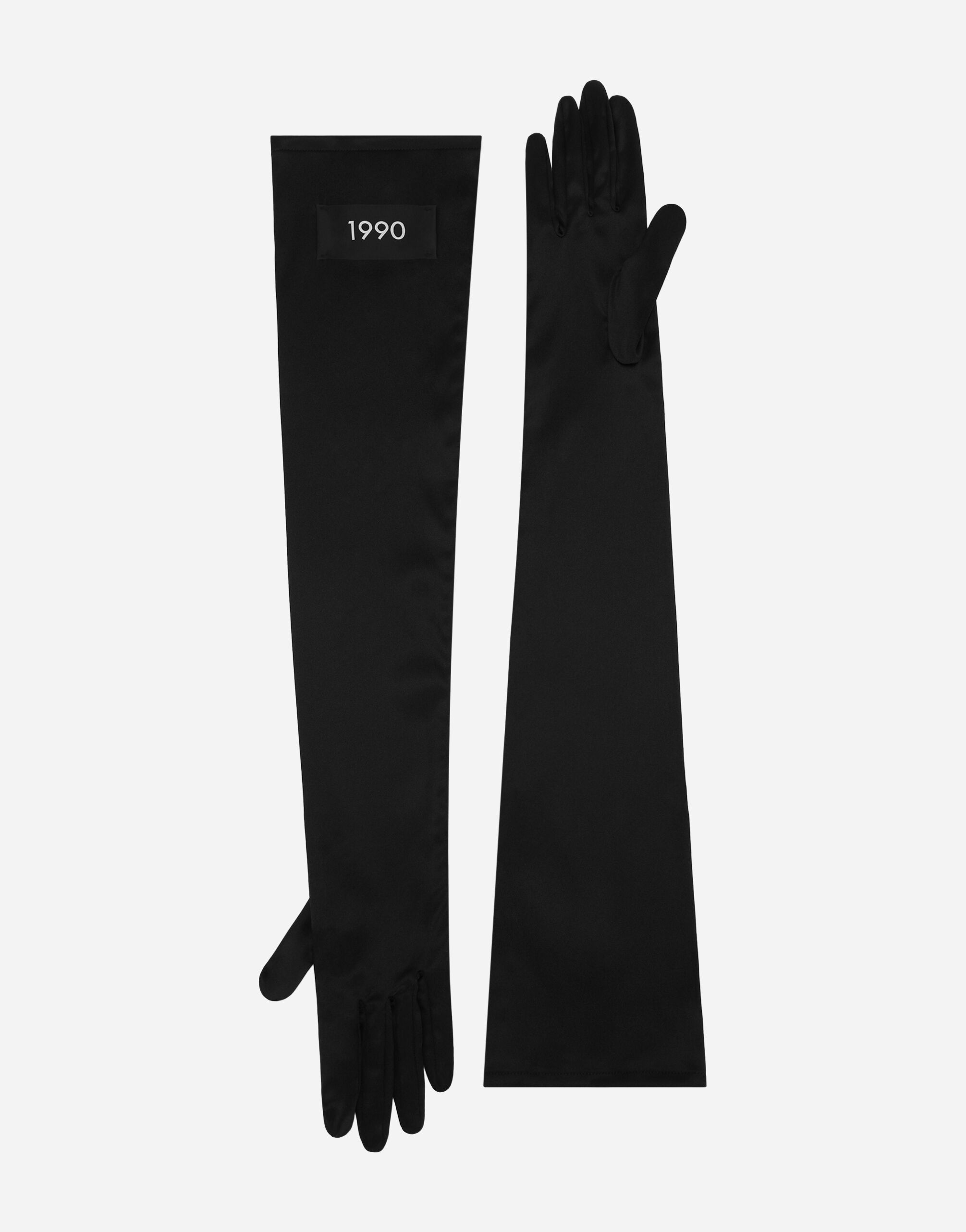 Dolce & Gabbana Lange Handschuhe aus Seidensatin Black FH652AFU2XJ