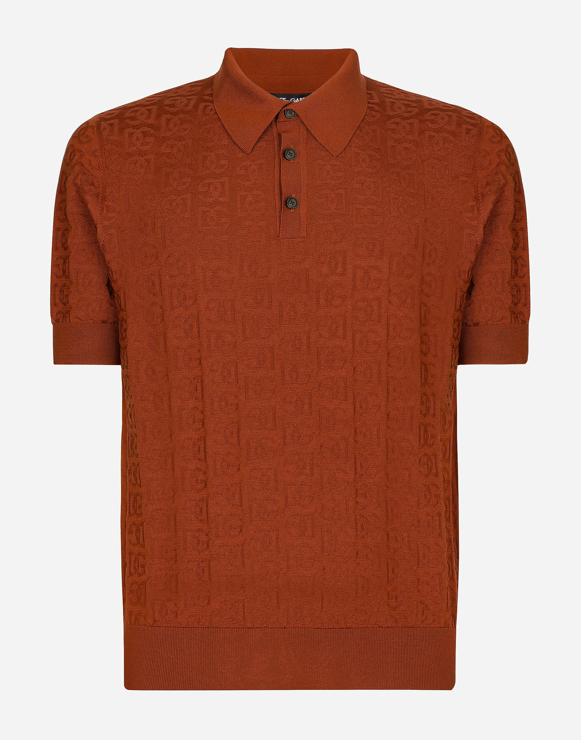 Dolce & Gabbana Silk jacquard polo-shirt with DG logo Multicolor GXX14ZJCVQ9