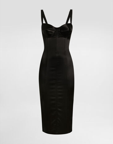 Dolce & Gabbana فستان ساتان أسود F6DIHTGDDB2