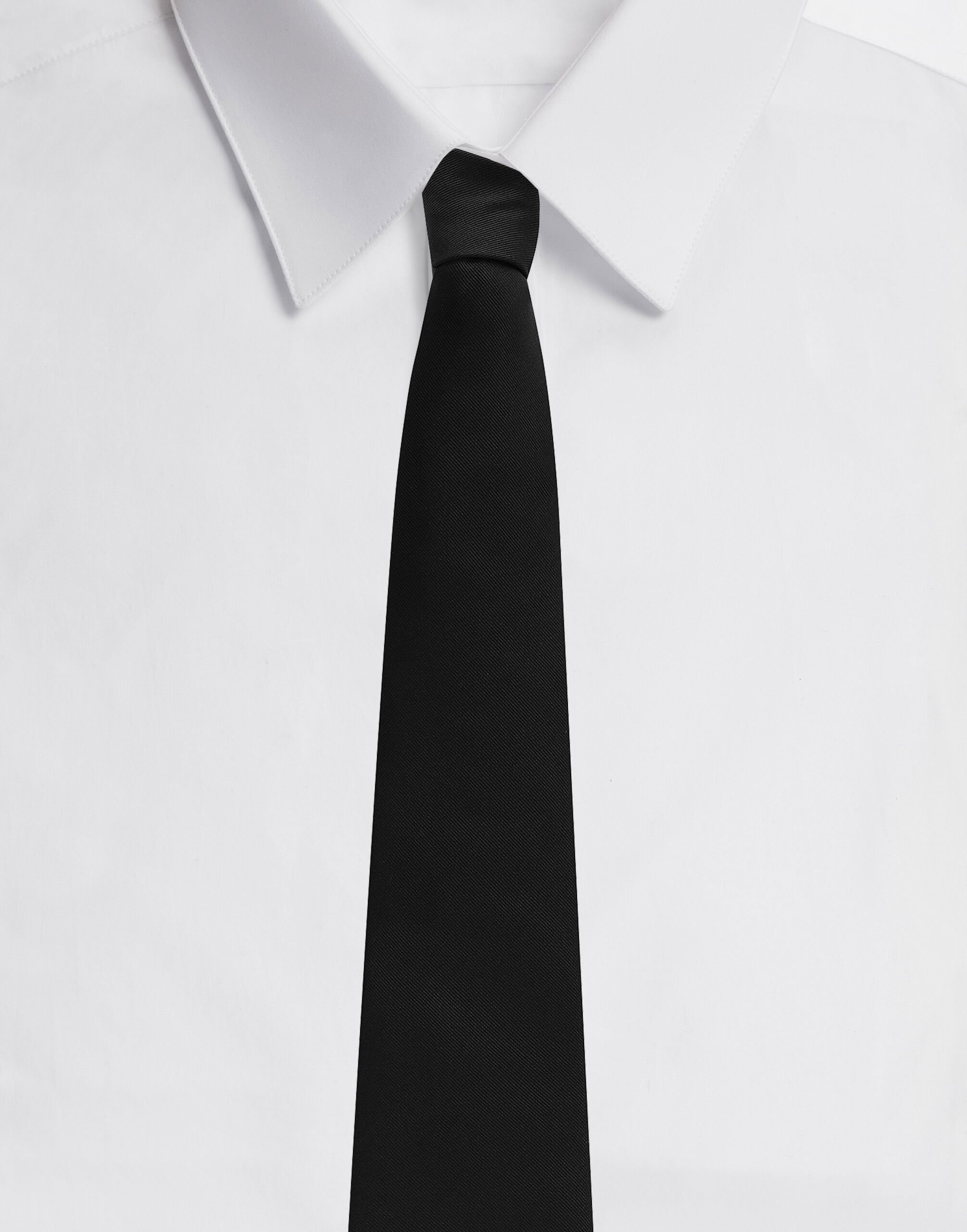 Dolce & Gabbana ربطة عنق حرير مدببة 10 سم أبيض GT147EG0UBU