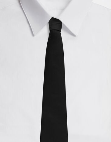 Dolce & Gabbana Cravatta pala 10 cm in faille di seta Bianco GT147EG0UBU