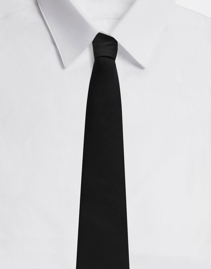 Dolce & Gabbana Cravate en faille de soie avec pan 10 cm Noir GT167EG0U46