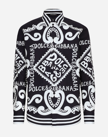 Dolce & Gabbana قميص قطني بقصة مارتيني وطبعة مارينا مطبعة G5JM8TFS4HS