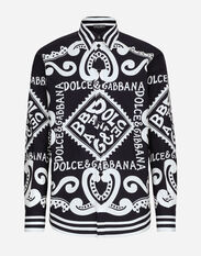 Dolce&Gabbana Martini-fit shirt in Marina-print cotton Multicolor G038TTFJPAF
