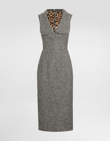 Dolce & Gabbana Long dotted wool blend dress Multicolor F6TVWTFMZAT
