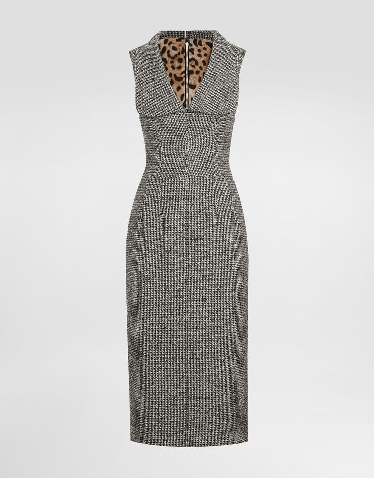 Dolce & Gabbana Long dotted wool blend dress Multicolor F6TVWTFMZAT