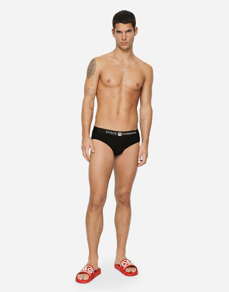 Dolce & Gabbana Stretch cotton mid briefs Black M3C01JFUECG