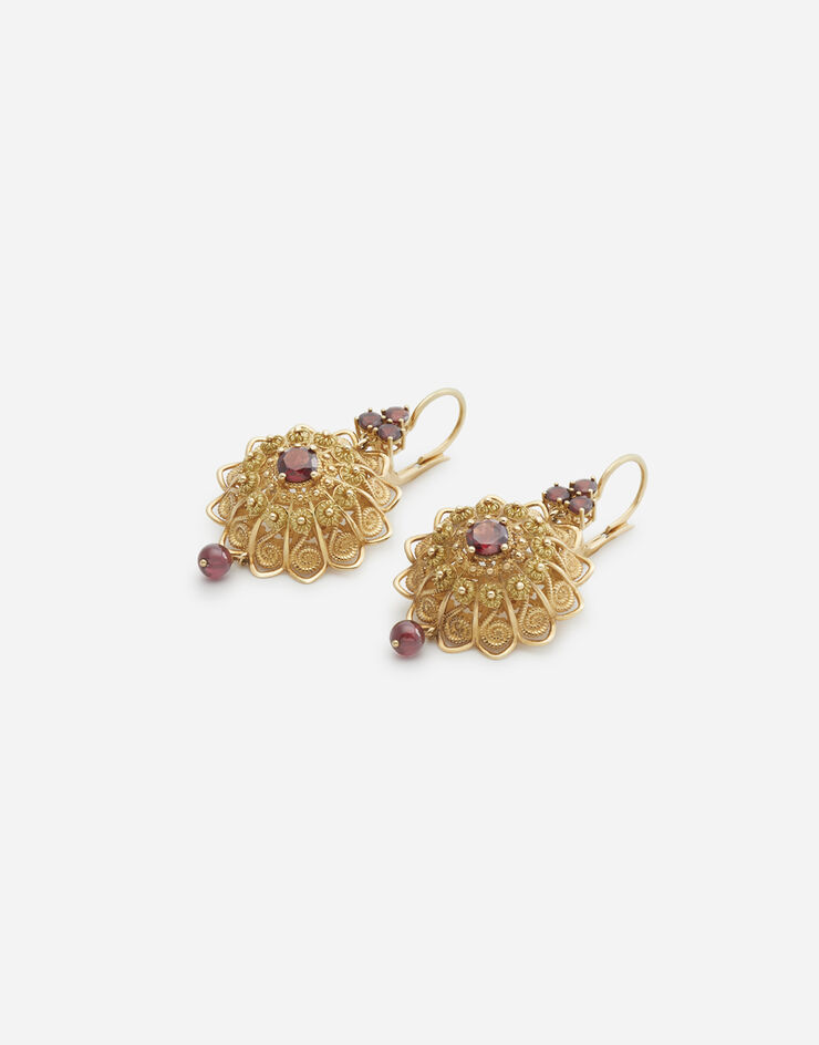 Dolce & Gabbana Boucles d’oreilles Pizzo en or jaune avec grenats rhodolites Doré WEJP1GWROD1