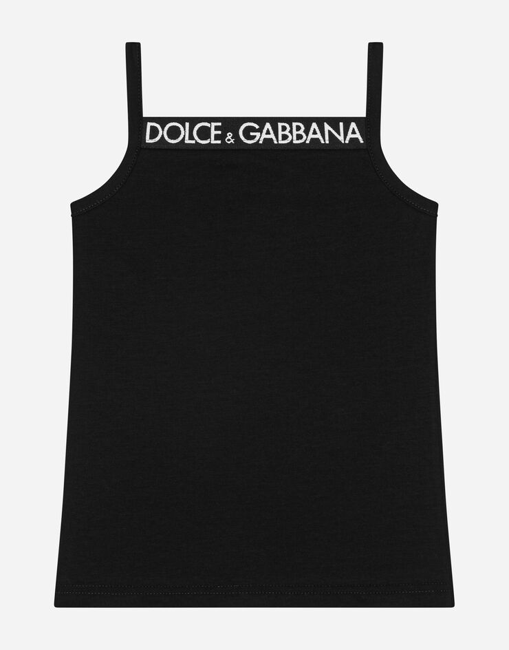 Dolce & Gabbana Jersey tank top with Dolce&Gabbana logo Black L5J714FUGNE