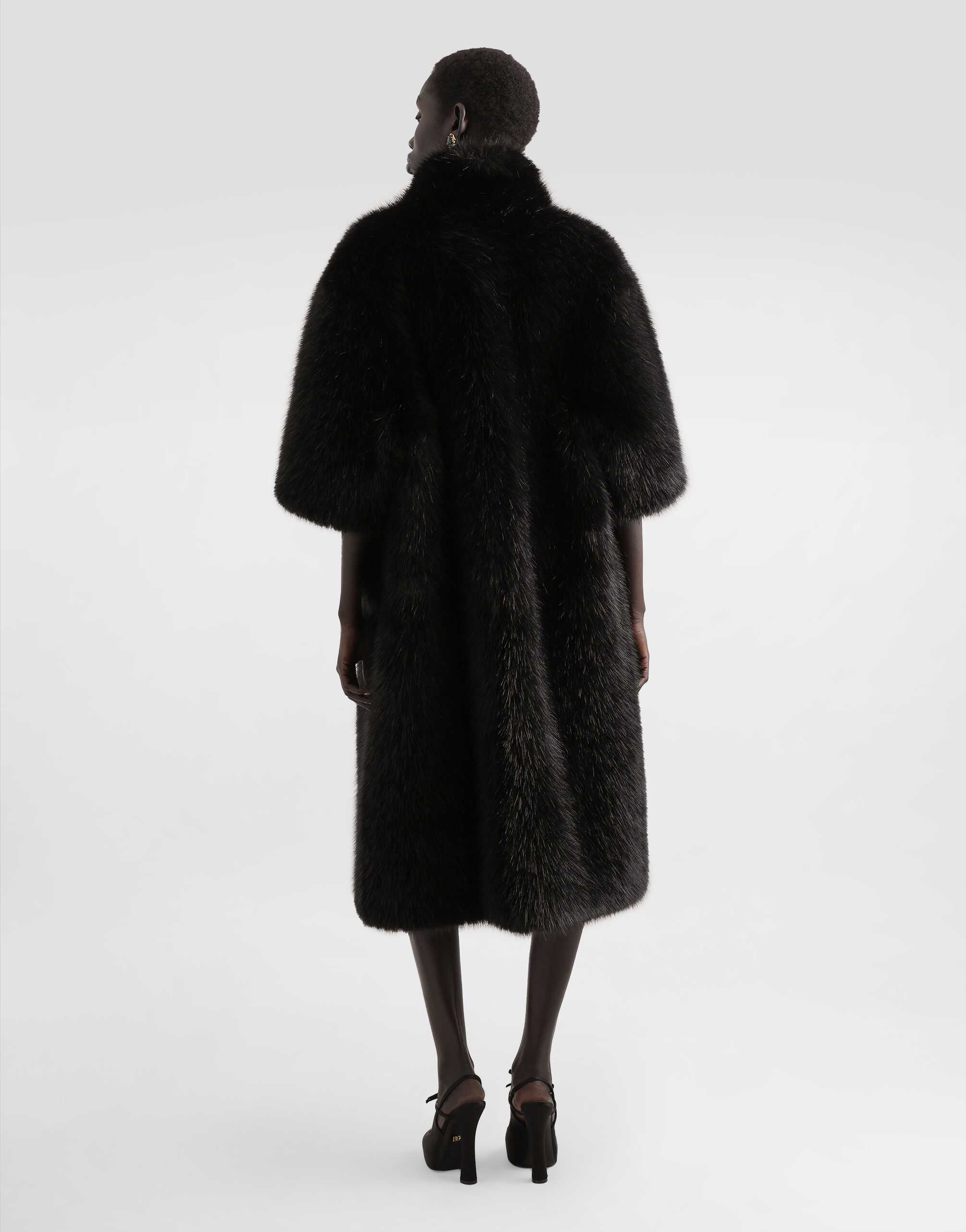 Faux fur coat in Black for Women | Dolce&Gabbana® US