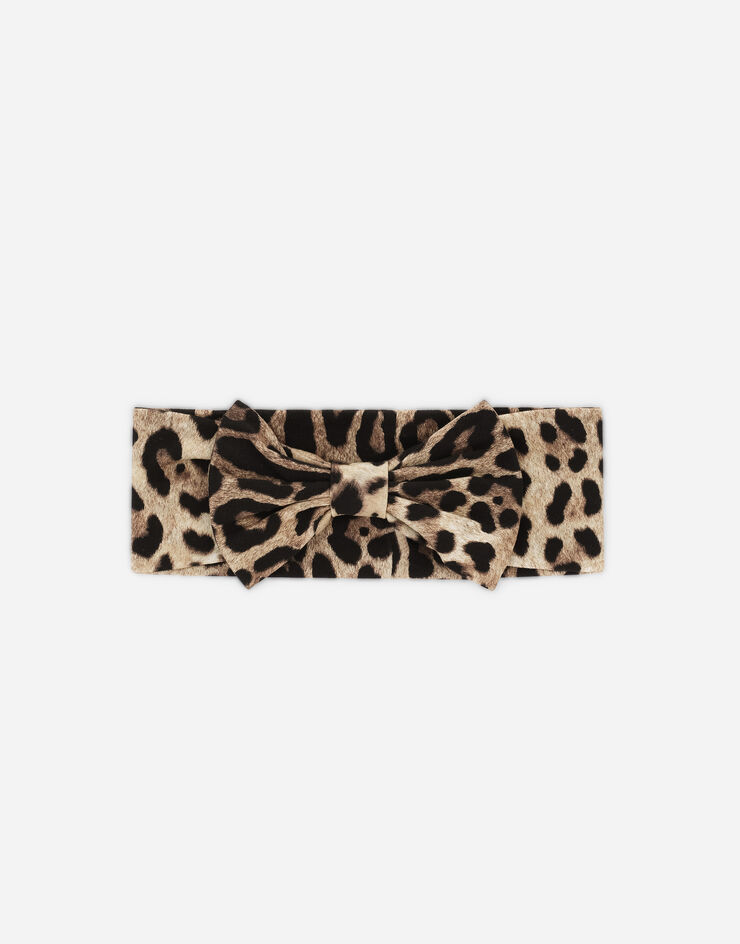 Dolce & Gabbana Stirnband aus Interlock Leoprint Animal-Print LNJAD2HS7K7