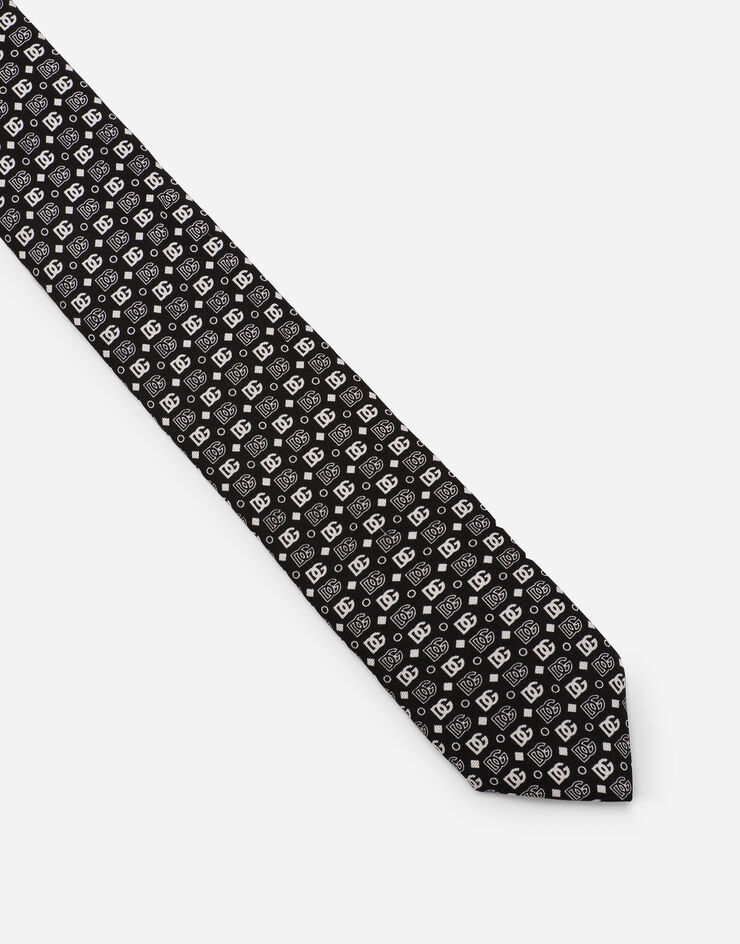 Dolce & Gabbana Silk tie with DG logo Black GT149EG0XCR