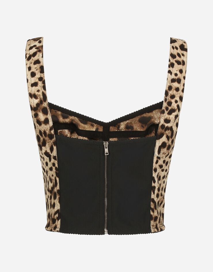Dolce & Gabbana Leopard-print charmeuse bustier top Print F7W98TGDCLP