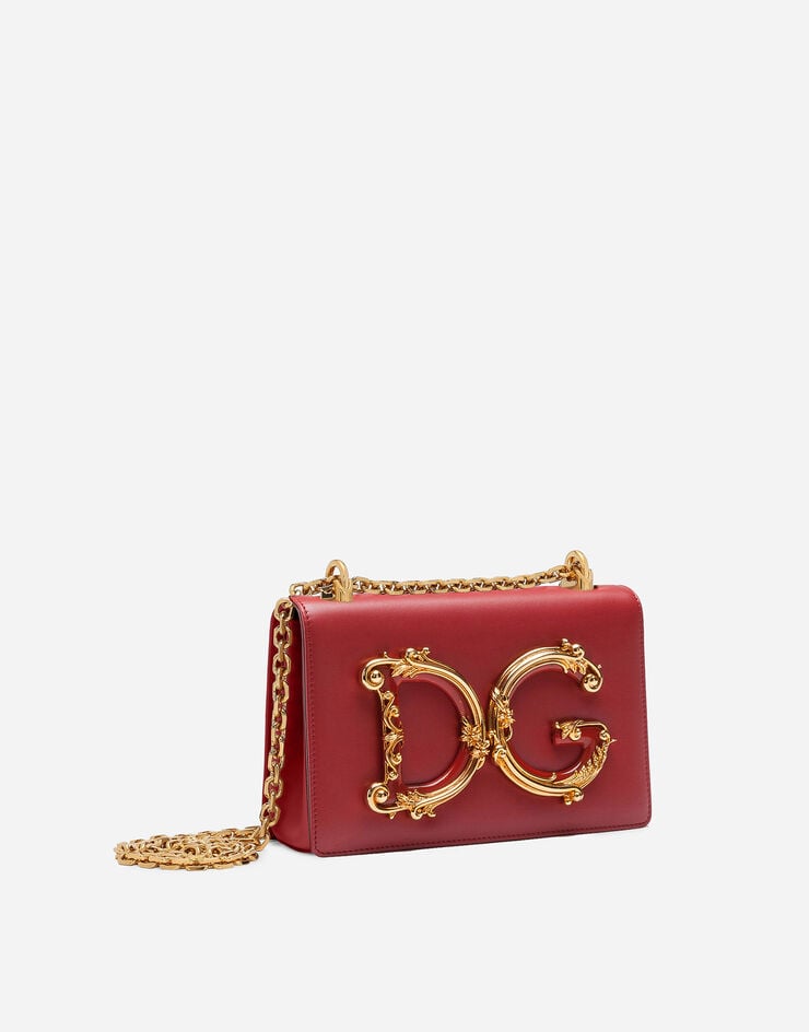 Dolce & Gabbana حقيبة DG للفتيات من جلد نابا أحمر BB6498AZ801