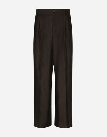 Dolce & Gabbana Tailored viscose and linen pants Black G5LG0TFUOA5