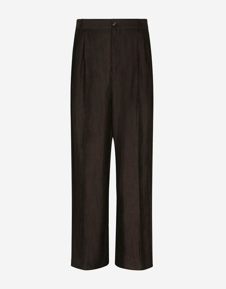 Dolce & Gabbana Классические брюки из льна и вискозы коричневый GV1FXTHUMG4