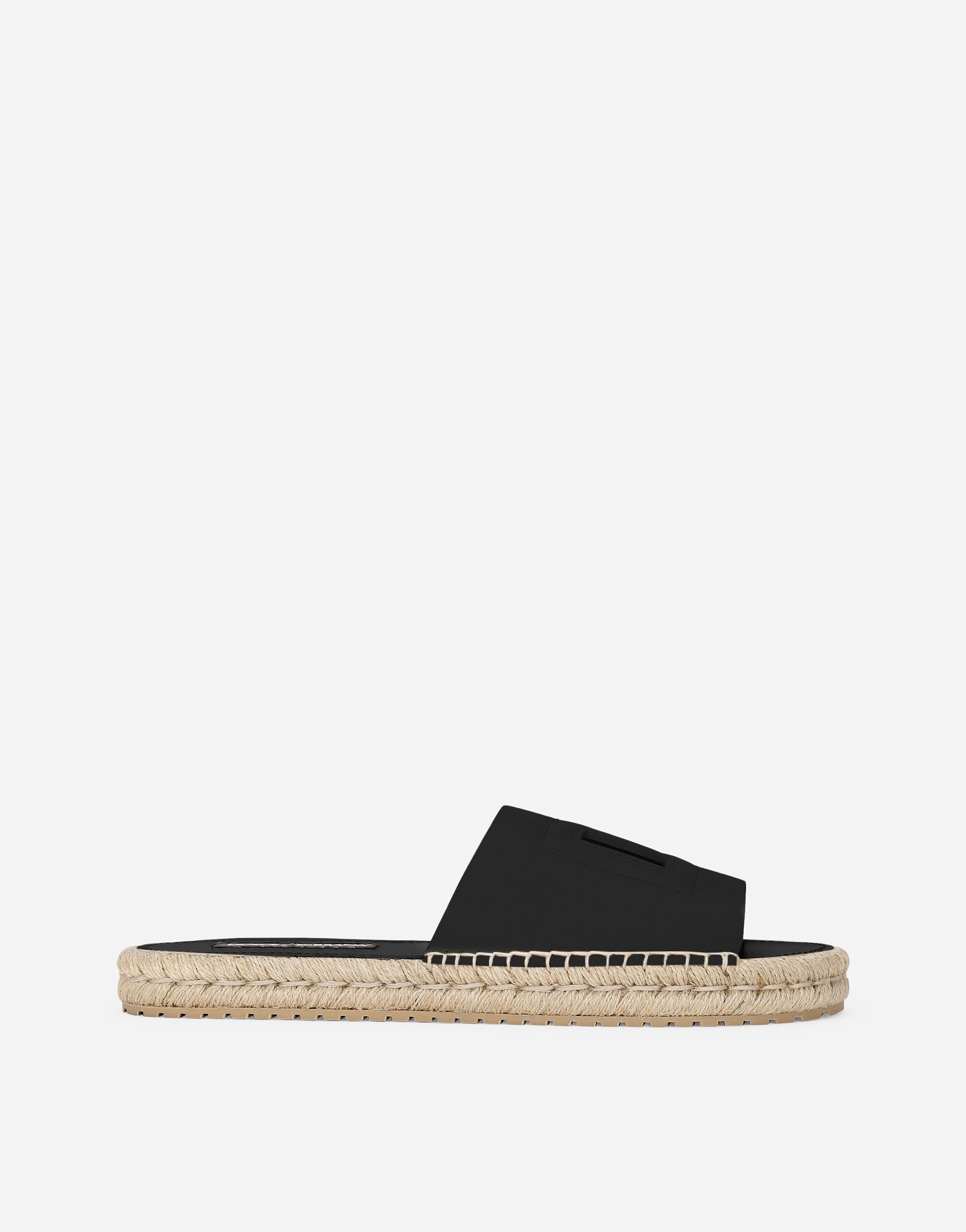 Dolce & Gabbana Calfskin espadrille sliders Black A80440AO602