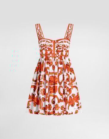 Dolce & Gabbana Majolica-print poplin short dress Multicolor F6UT1TGDDRL