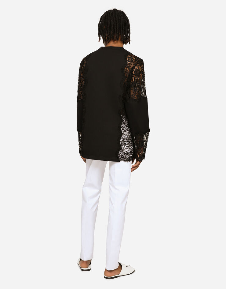 Dolce & Gabbana Camiseta de manga larga con aplicaciones de encaje Negro G8NM6ZHU7IH