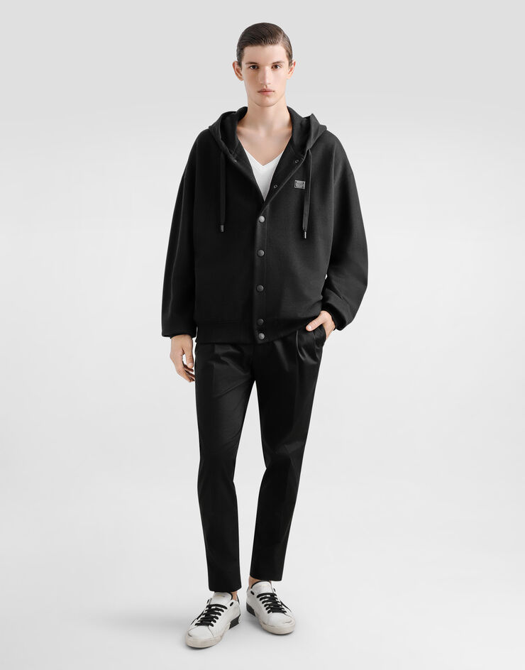 Dolce & Gabbana ロゴプレート コットン フーディ ブラック G9BNKTG7O2K