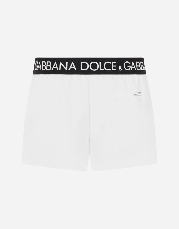 Dolce & Gabbana 로고 스트레치 허리 밴드 쇼트 트렁크 수영복 화이트 M4B44TFUSFW