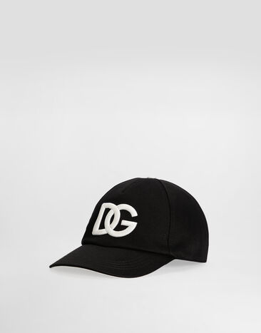 Dolce & Gabbana Gorra de béisbol de algodón con DG bordado Negro GH706ZFU6XP