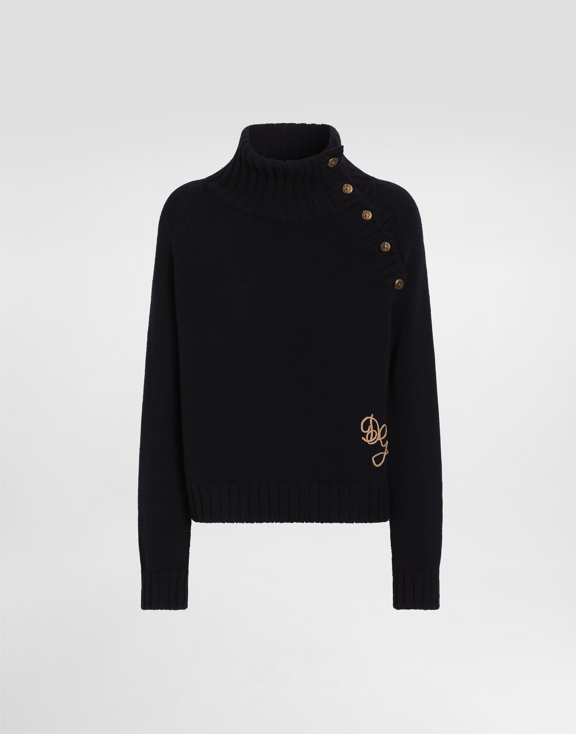 DOLCE&GABBANA カシミア　ニット　刺繍 Smooth knit turtleneck with logo in Blue for Men | Dolce&Gabbana® US