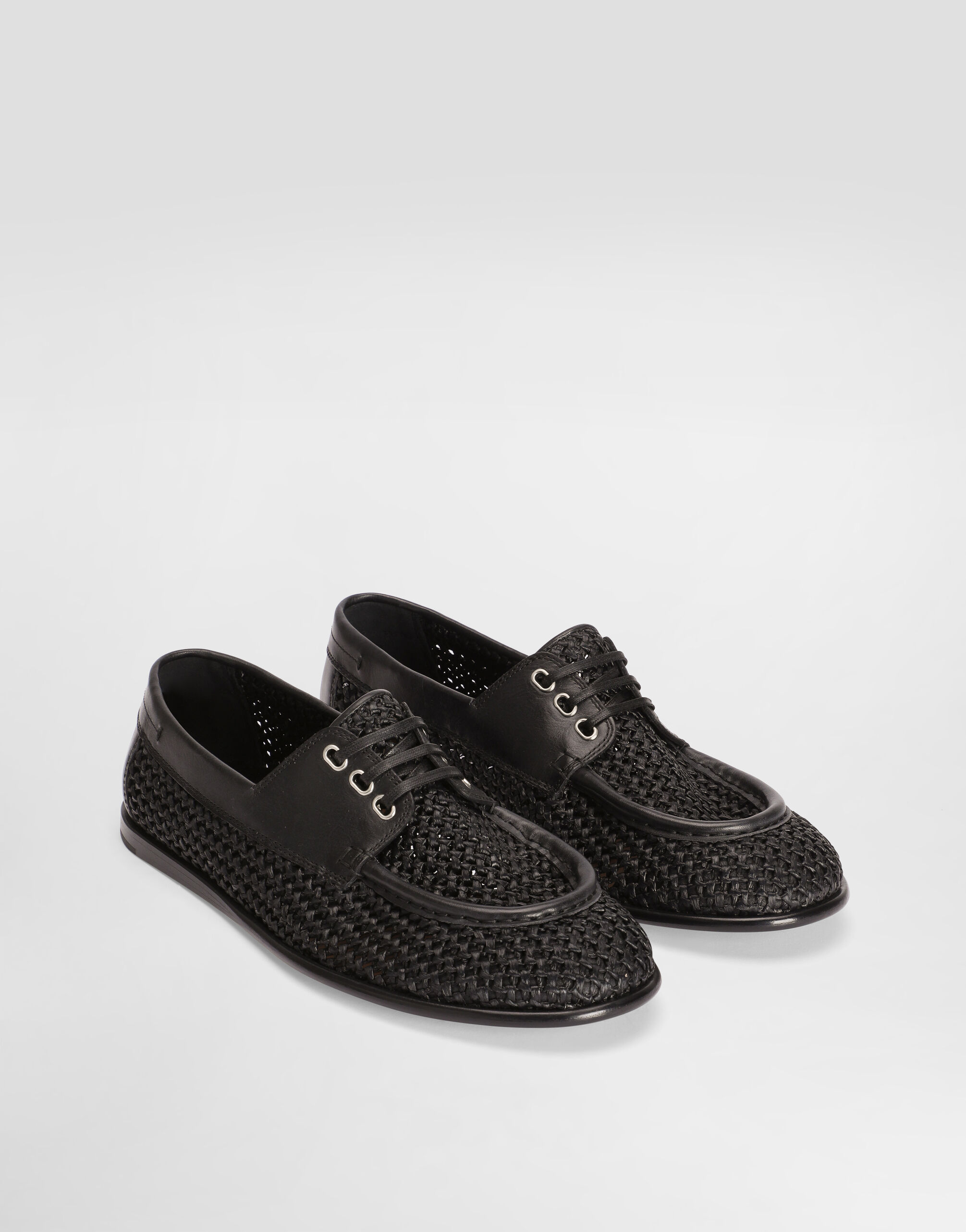 Blackのメンズ Derby shoes in raffia | Dolce&Gabbana®