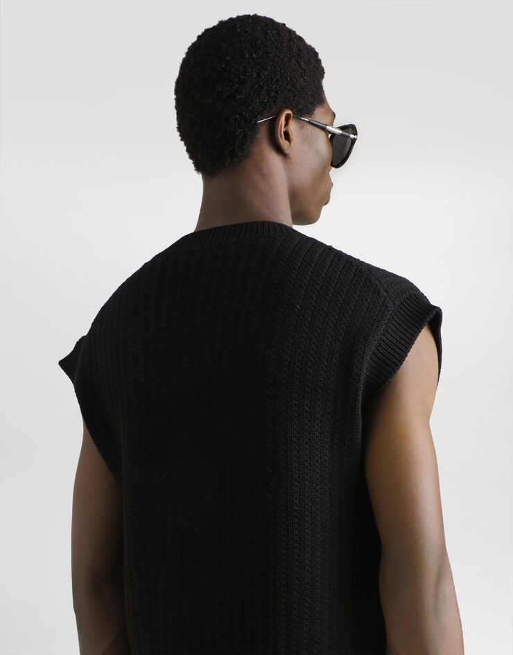 Dolce & Gabbana Cable-knit wool vest Black GXT40ZJDVC7
