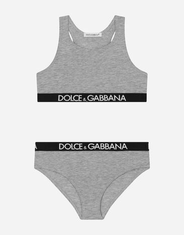 Dolce&Gabbana Jersey underwear set with branded elastic Grey L5J713FUGNE