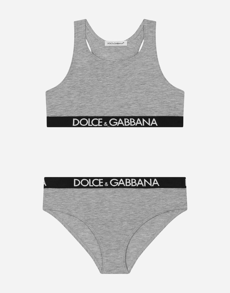 Dolce&Gabbana Jersey underwear set with branded elastic Grey L5J713FUGNE