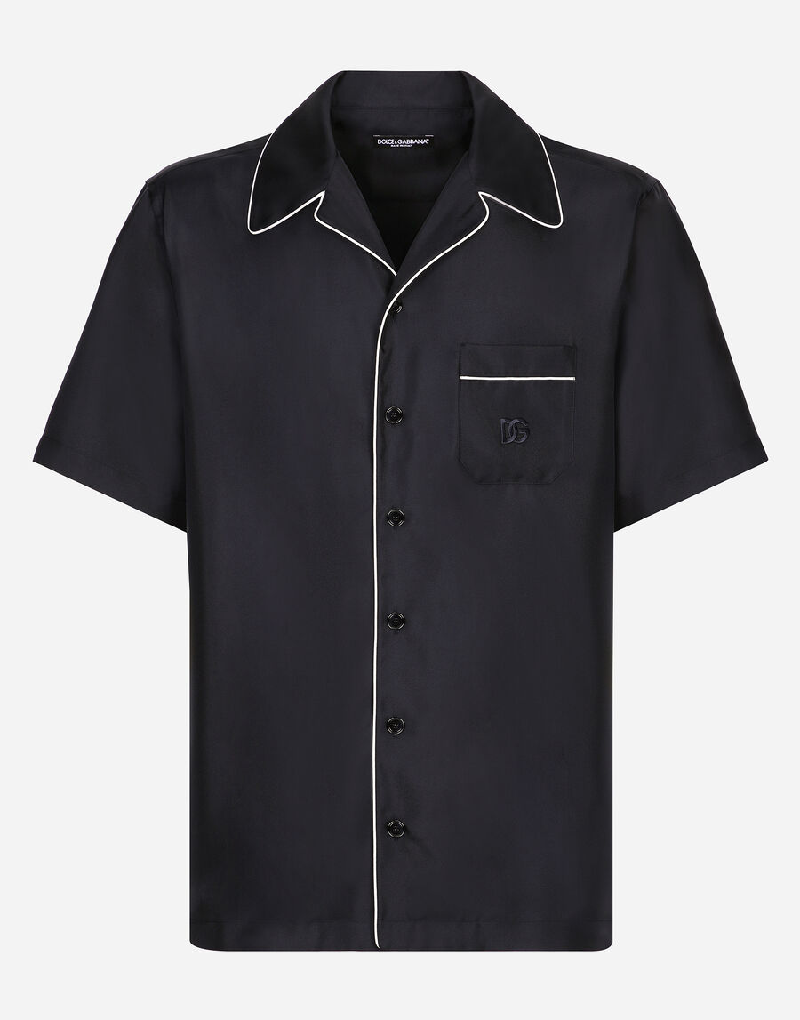 Silk twill shirt with DG embroidery