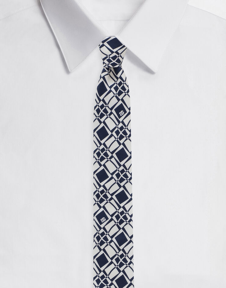 Dolce & Gabbana ربطة عنق تويل بطبعة أزرق GT149EG0WRS