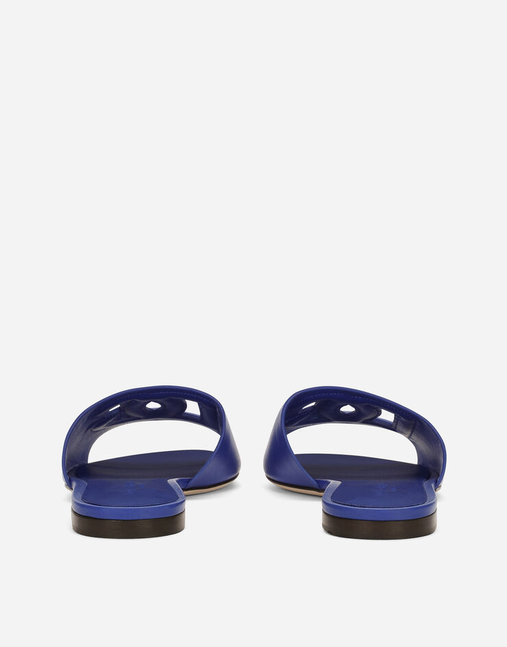 Calfskin sliders with DG logo in Blue for | Dolce&Gabbana® US