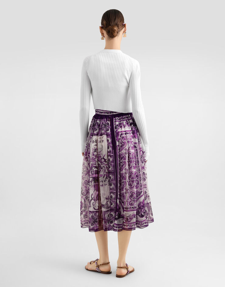 Dolce & Gabbana Majolica-print chiffon skirt Multicolor F4C5OTHI1Y9