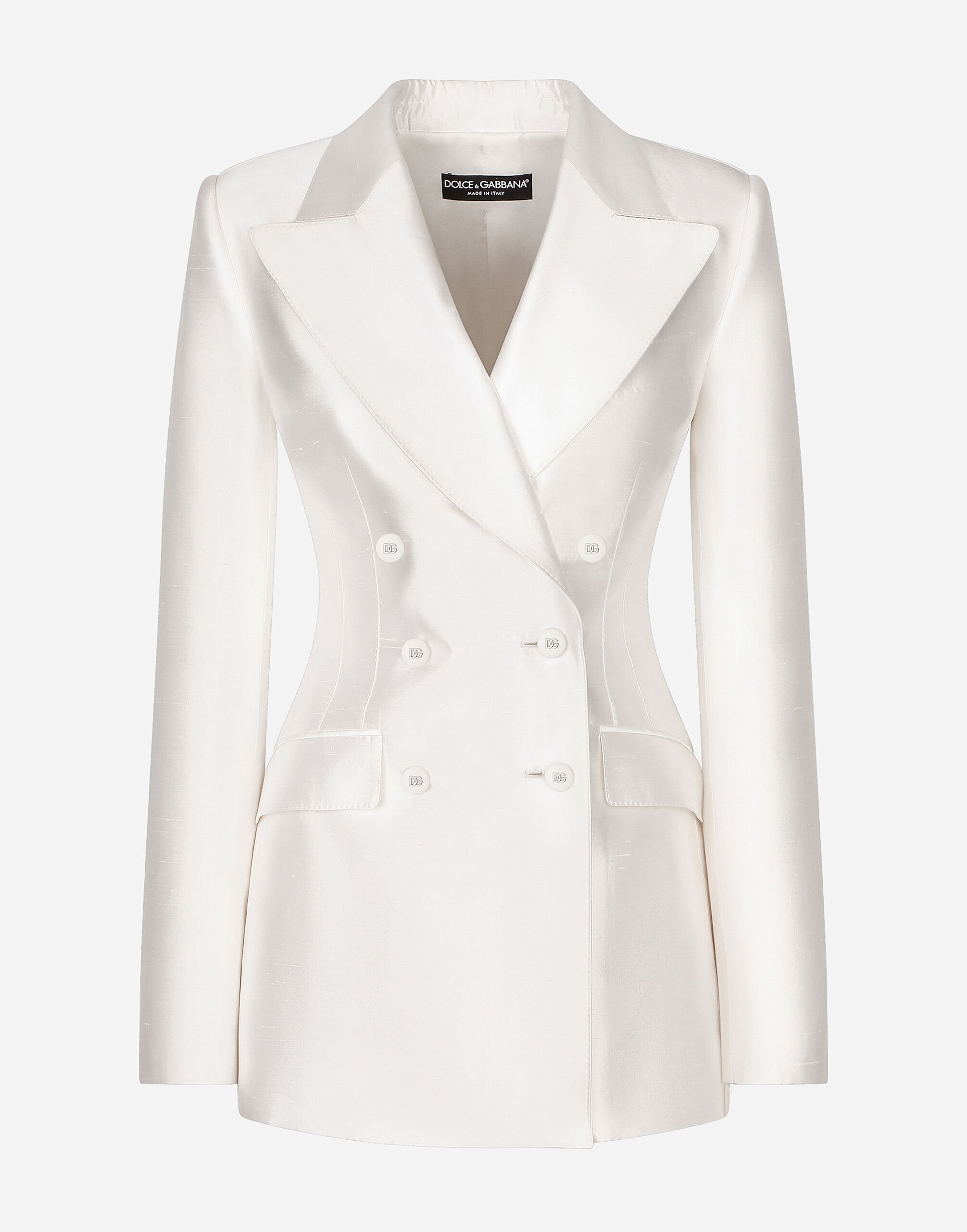 Dolce & Gabbana Chaqueta cruzada Turlington de shantung Blanco F8T00ZG7H1Z