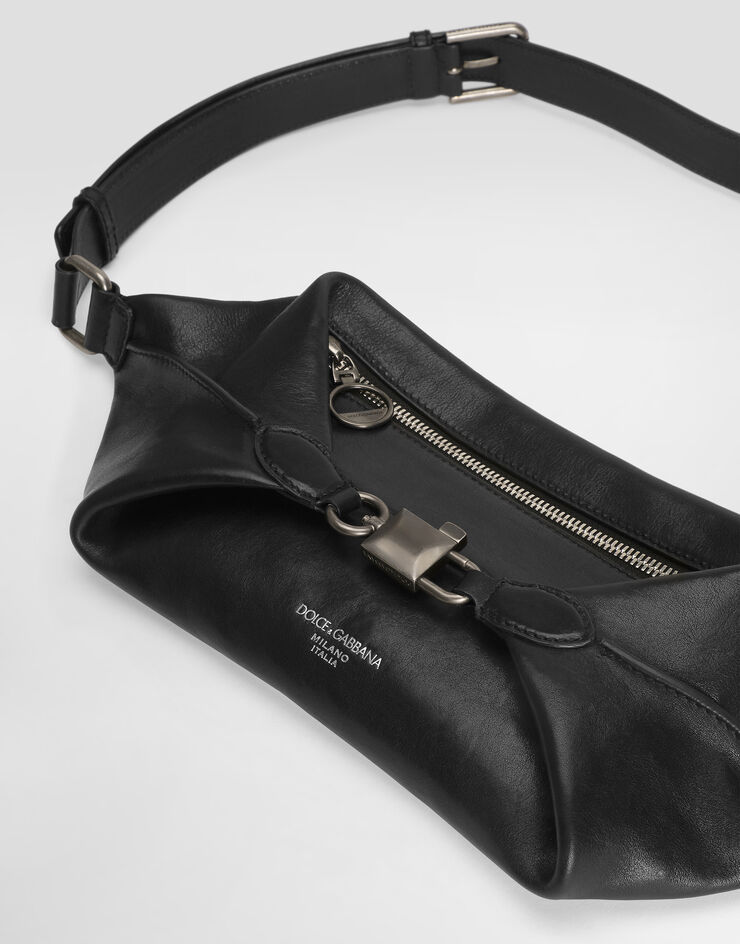 Dolce & Gabbana Lock belt bag in tempesta calfskin Black BM2188AU994