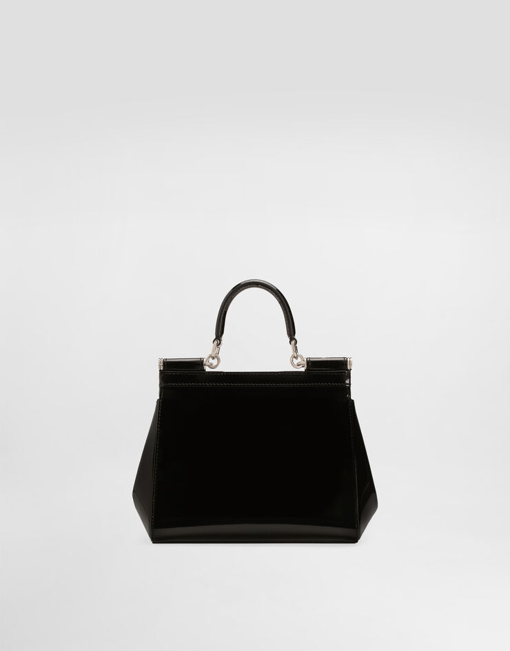 Dolce & Gabbana Small Sicily handbag in polished calfskin Black BB6003AI413