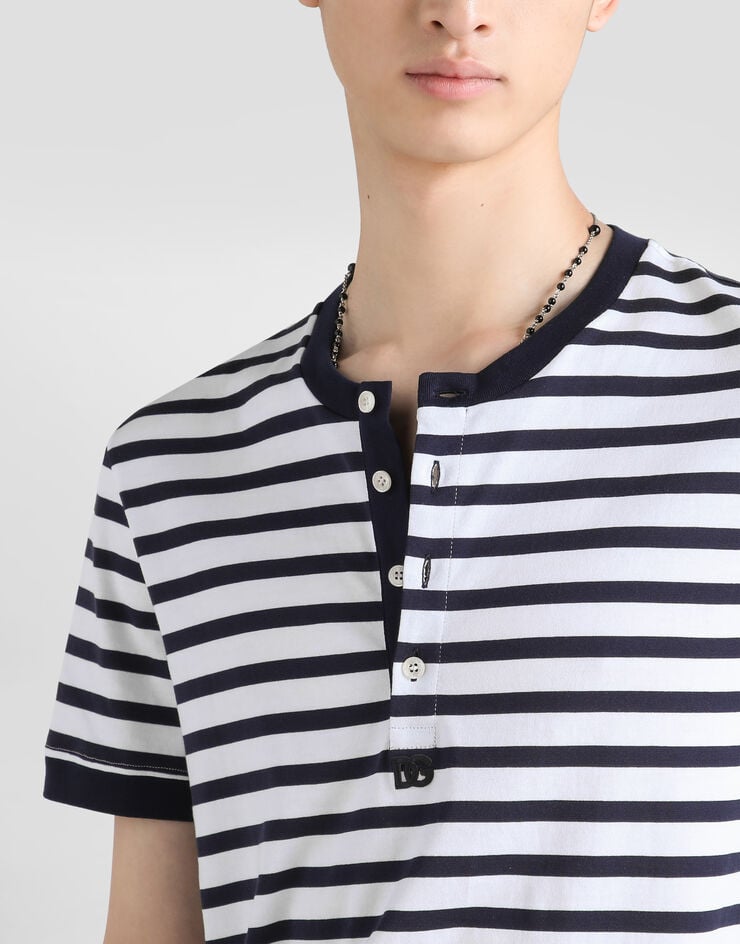 Dolce & Gabbana Serafino striped cotton t-shirt Dolce & Gabbana Serafino striped cotton t-shirt Multicolor G8TX5ZFBGAW