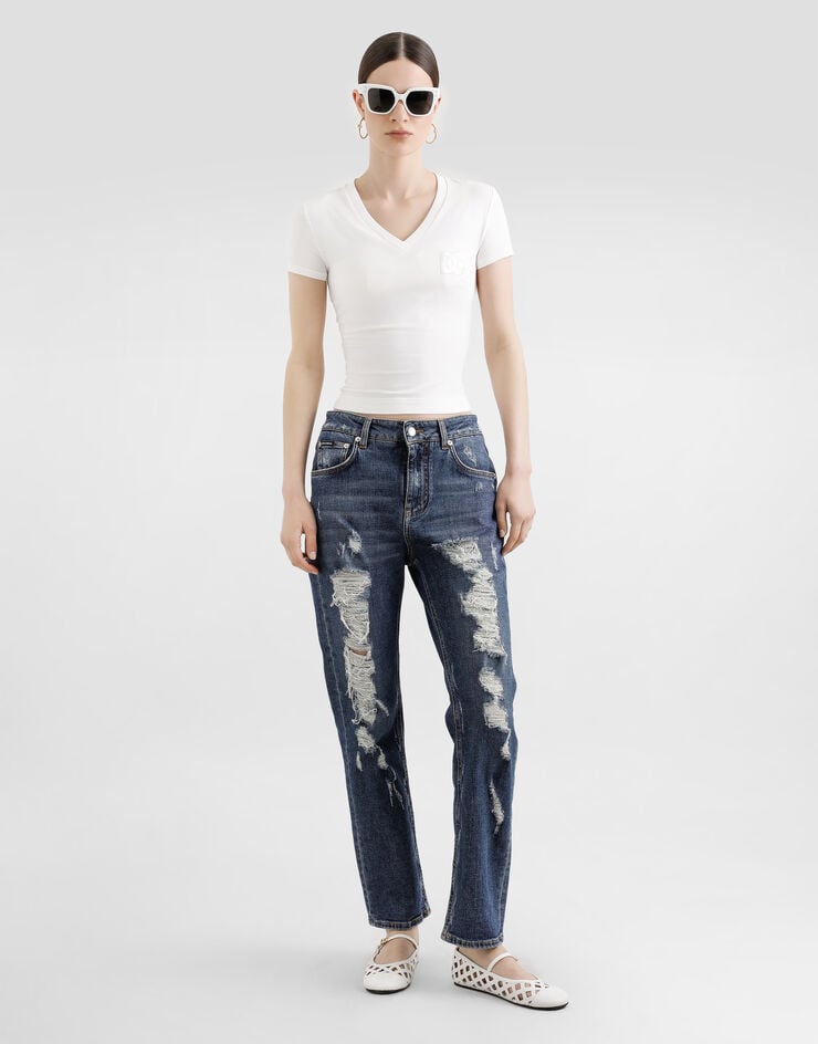 Dolce&Gabbana Short-sleeved T-shirt with DG logo White F8U50ZGDBZZ