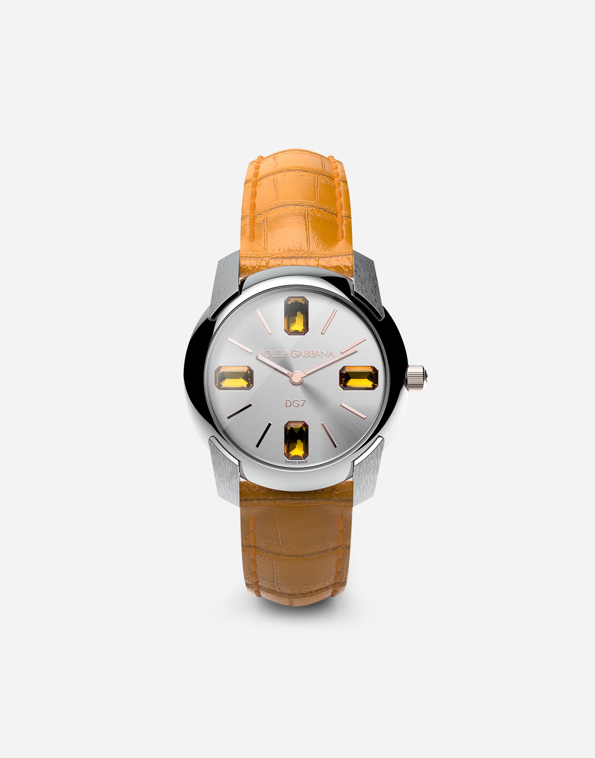Dolce & Gabbana ساعة بسوار من جلد تمساح ذهبي WWLB1GWMIX1