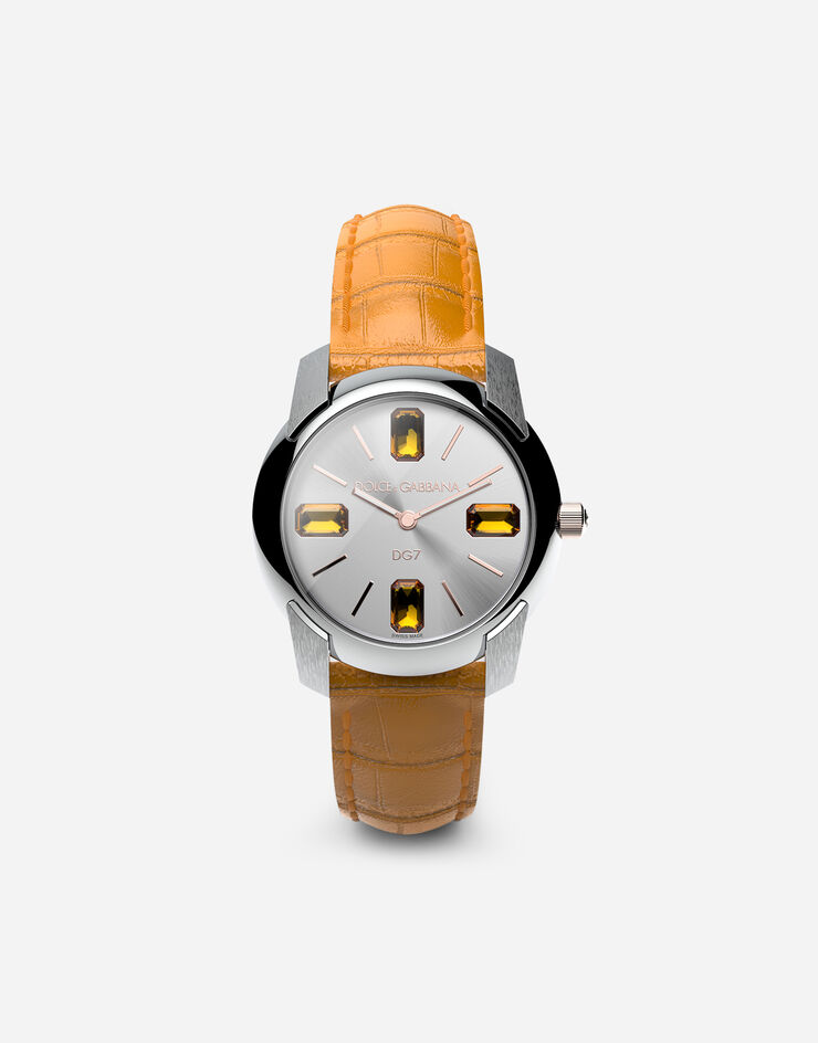 Dolce & Gabbana ساعة بسوار من جلد تمساح برتقالي WWRE2SXSD8A