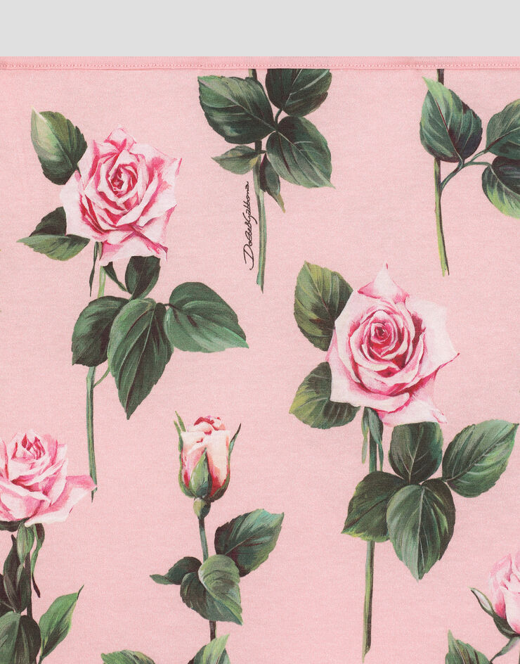Dolce & Gabbana Jerseydecke mit Dolce&Gabbana-Logo und Rosen Drucken LNJAD7II7GM