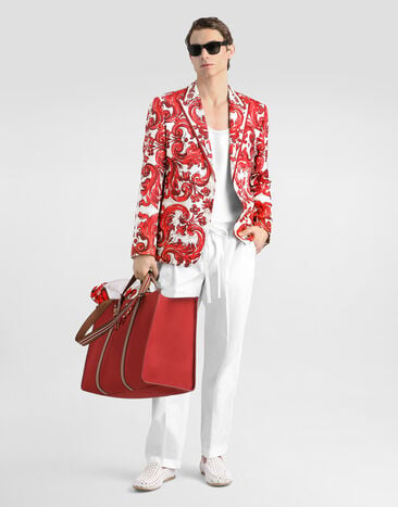 Dolce & Gabbana 재킷 Sicilia Light 자카드 소재 싱글 브레스티드 디테일 마욜리카 프린트 Multicolor G2WN5TFPTBC